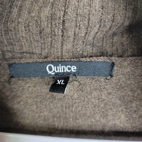 Quince Brown Cardigan Cashmere Duster Open Front Long XL Shawl Collar Classic - Picture 4 of 7